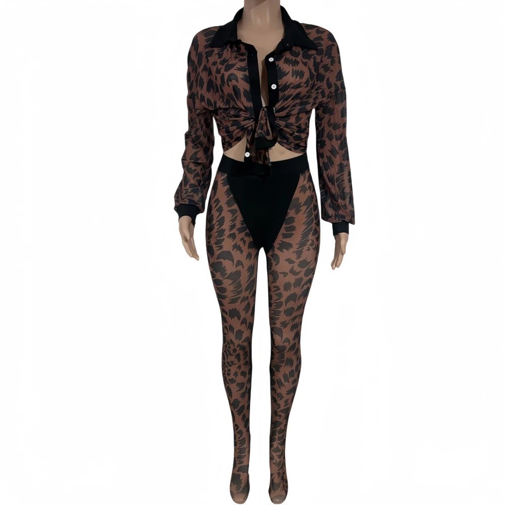 Two Piece Set Mesh See - Through Crop Top And Pants Streetwear - SN Wigs & More
