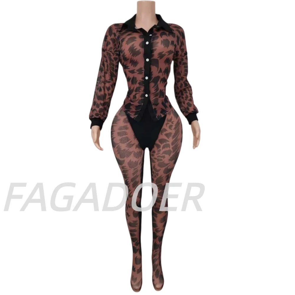 Two Piece Set Mesh See - Through Crop Top And Pants Streetwear - SN Wigs & More