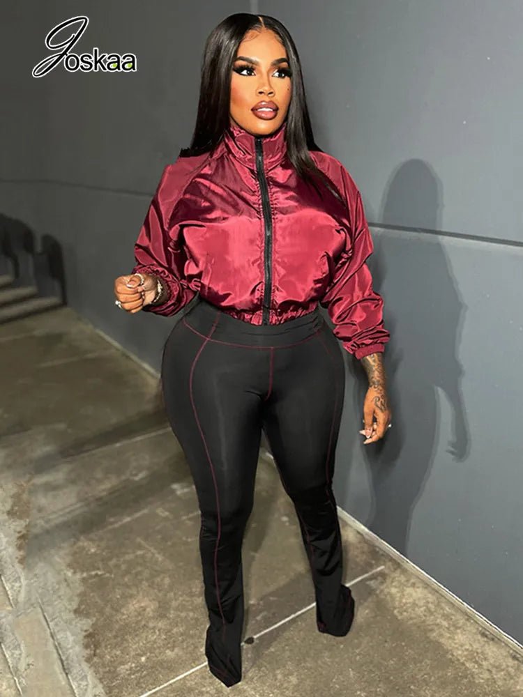 Two - Piece Tracksuit With Zip Jacket And Patchwork Pants – Casual Sporty - SN Wigs & More