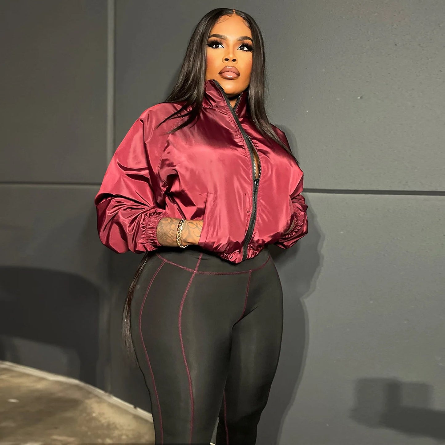 Two - Piece Tracksuit With Zip Jacket And Patchwork Pants – Casual Sporty - SN Wigs & More