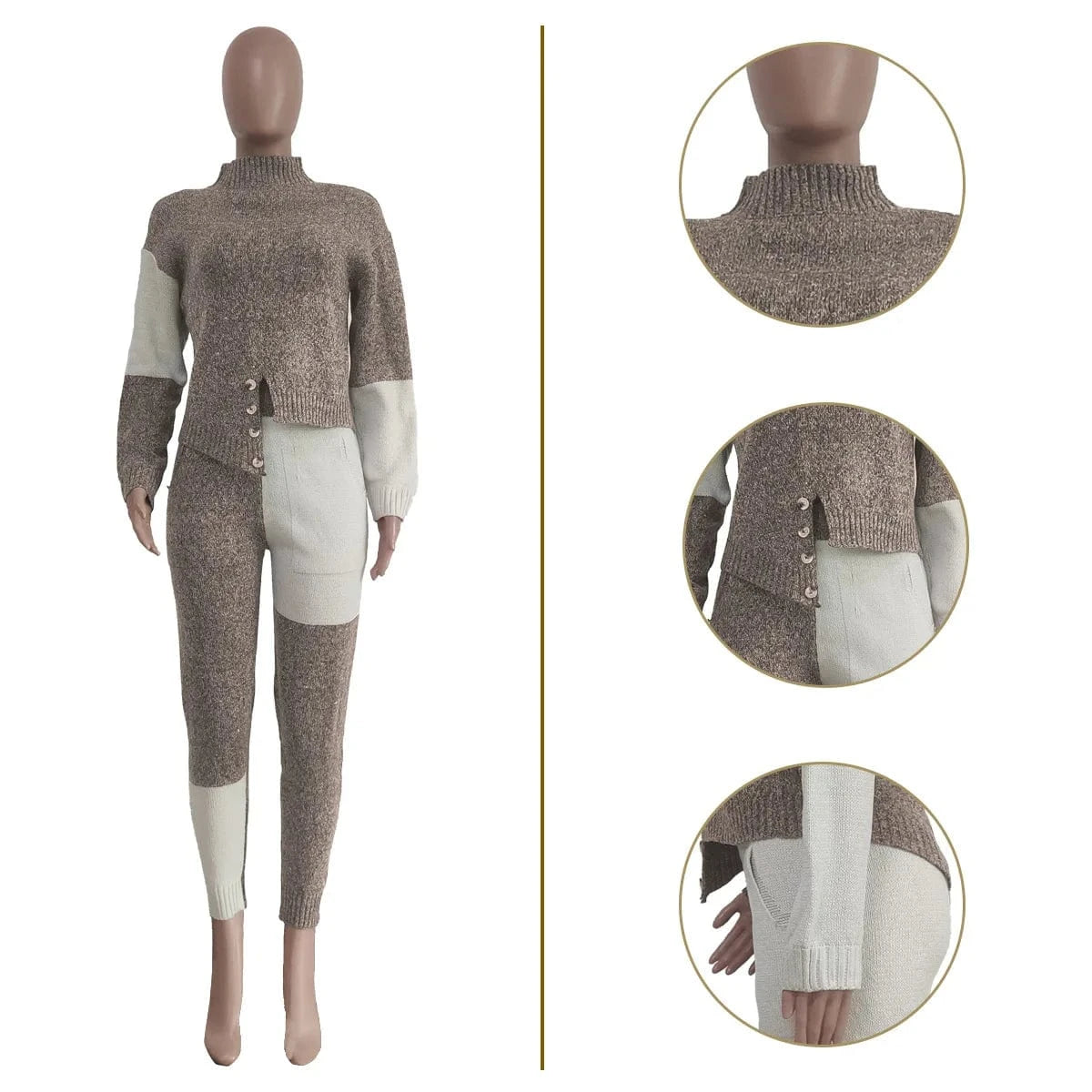 Two Piece Winter Popular Sweater Pants Outfits Sets Thick Material 2pc Winter Sets Women Pullover Sweater Suits Set