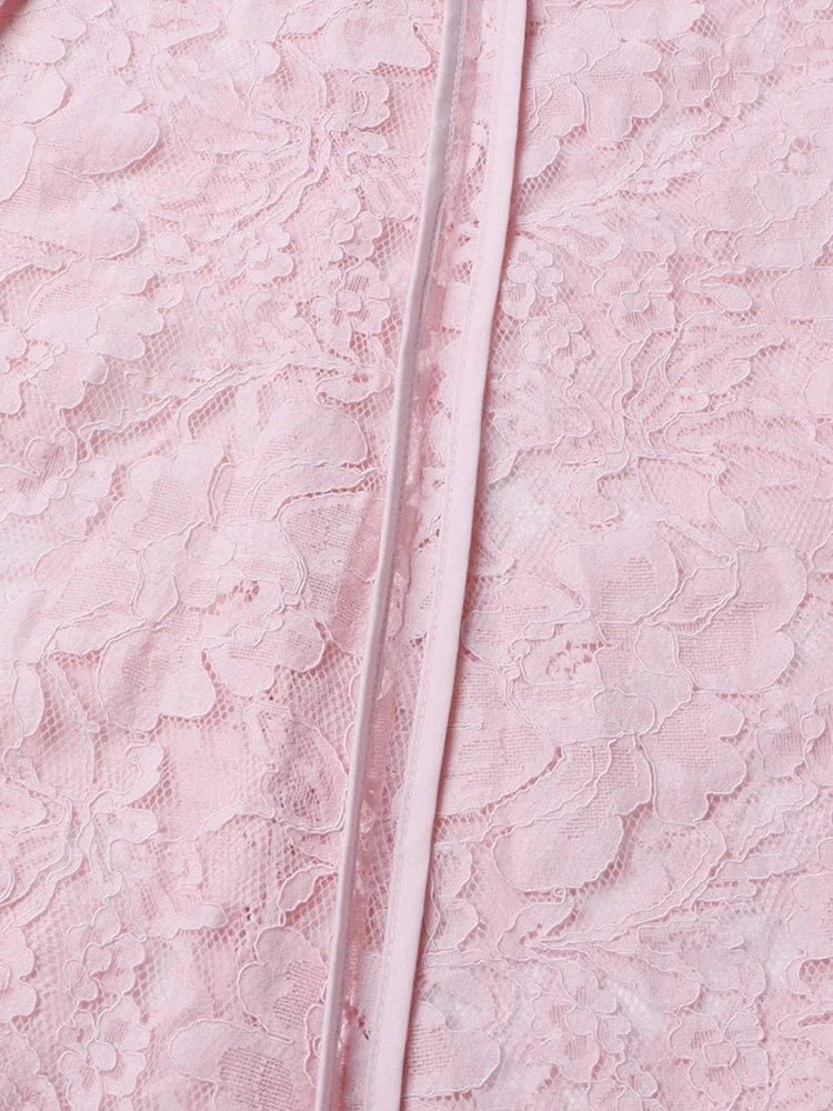 TWOTWINSTYLE Patchwork Lace Slimming Dresses For Women Stand Collar Flare Sleeve High Waist Solid Elegant Dress Female Fashion - SN Wigs & More