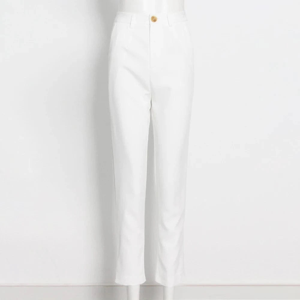 TWOTWINSTYLE Women's Pants Zipper Slit Gathered Waist Minimalist Pencil Pants For Ladies 2024
