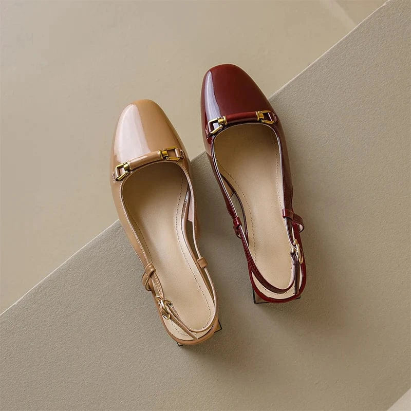 Ubililia Custom wholesale slingback pumps square toe flats Joker shoes women casual shoes genuine leather sandals for girls