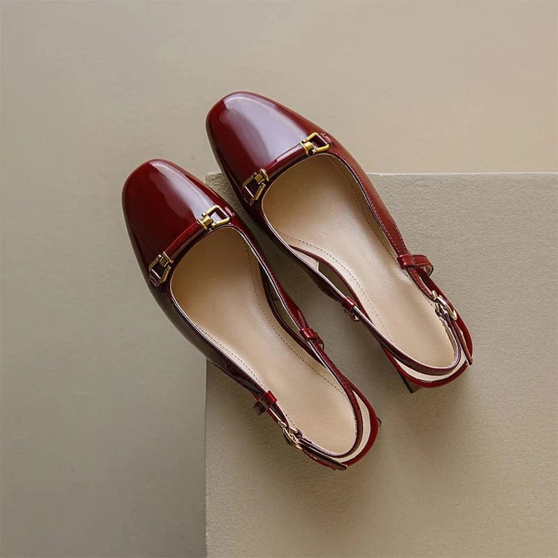 Ubililia Custom wholesale slingback pumps square toe flats Joker shoes women casual shoes genuine leather sandals for girls
