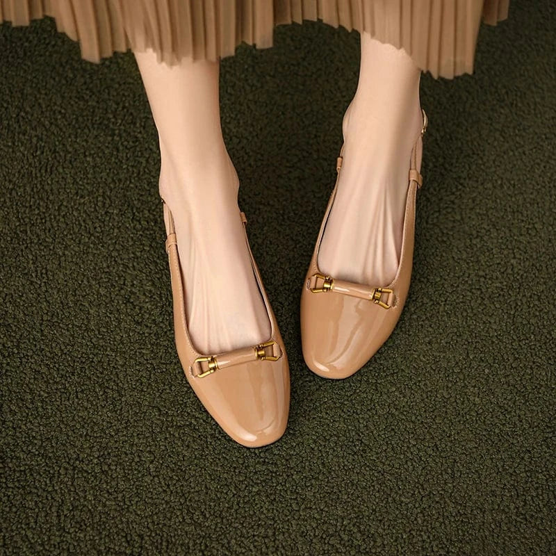 Ubililia Custom wholesale slingback pumps square toe flats Joker shoes women casual shoes genuine leather sandals for girls