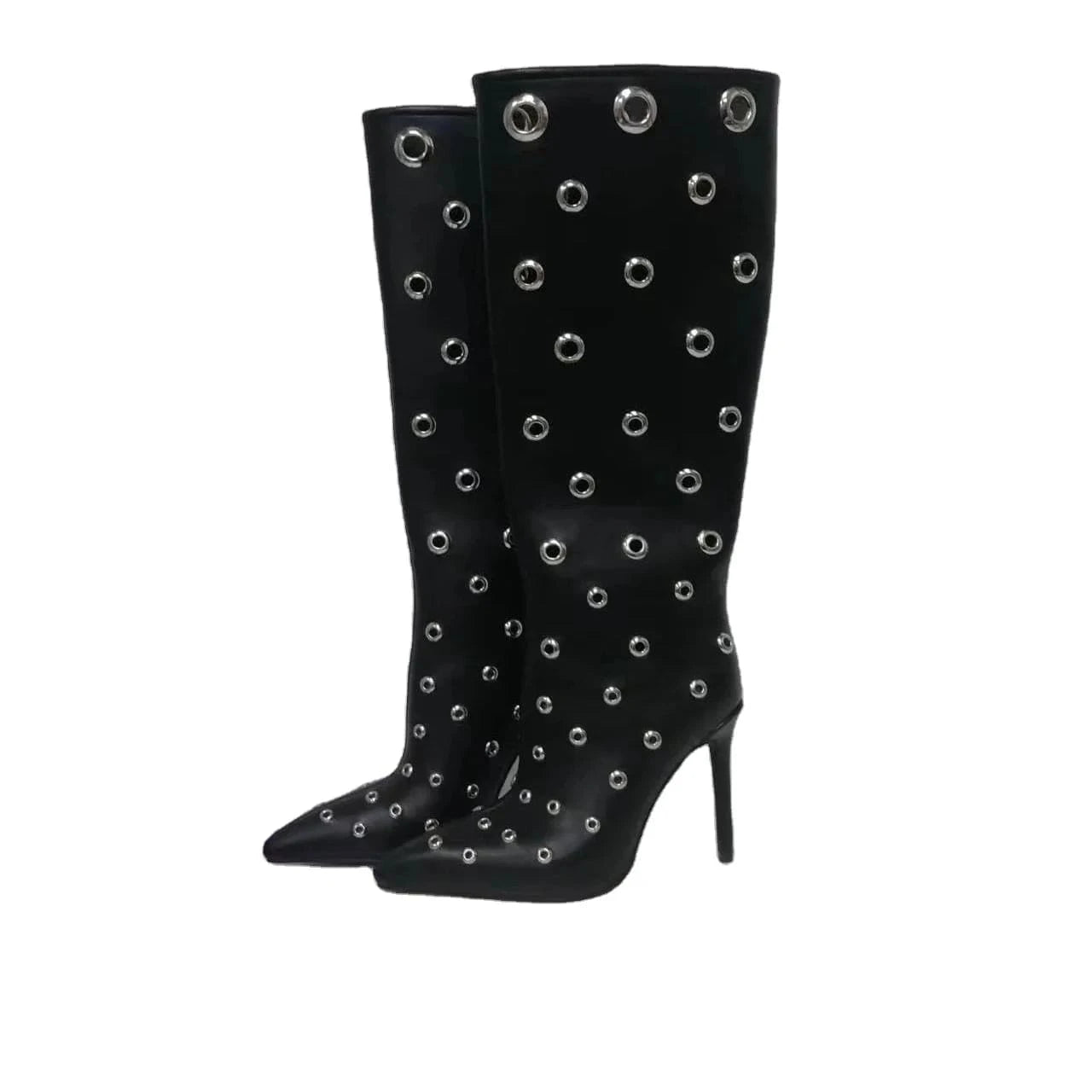 UBILILIA hollowed pointed toe High Heels Boots For Women Thigh High Boots Sexy Nightclub Ladies Dance Ring Decor Knee high Boots