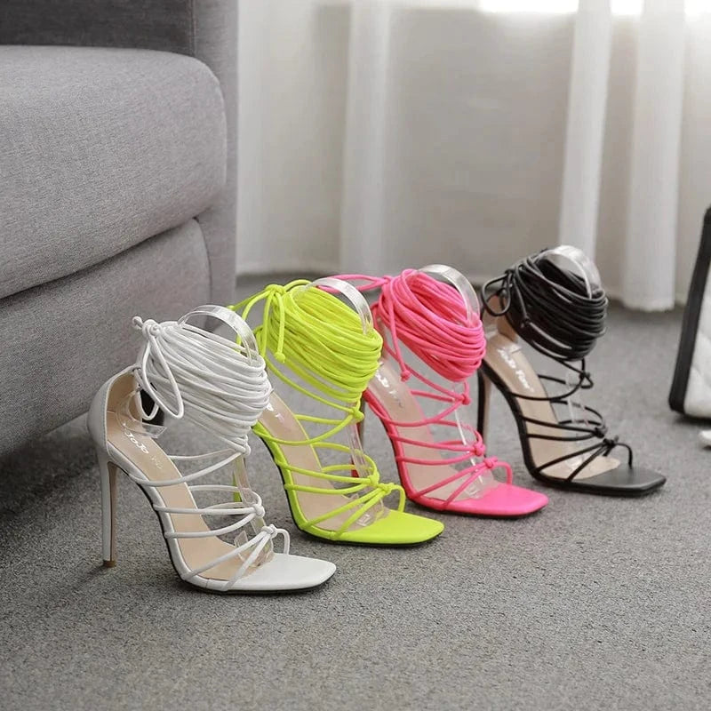 UBILILIA New Fashion Style Lace Up sandals Over Knee Stiletto high Heels for Women Shoes Sexy Ladies Roman High Heels Sandals