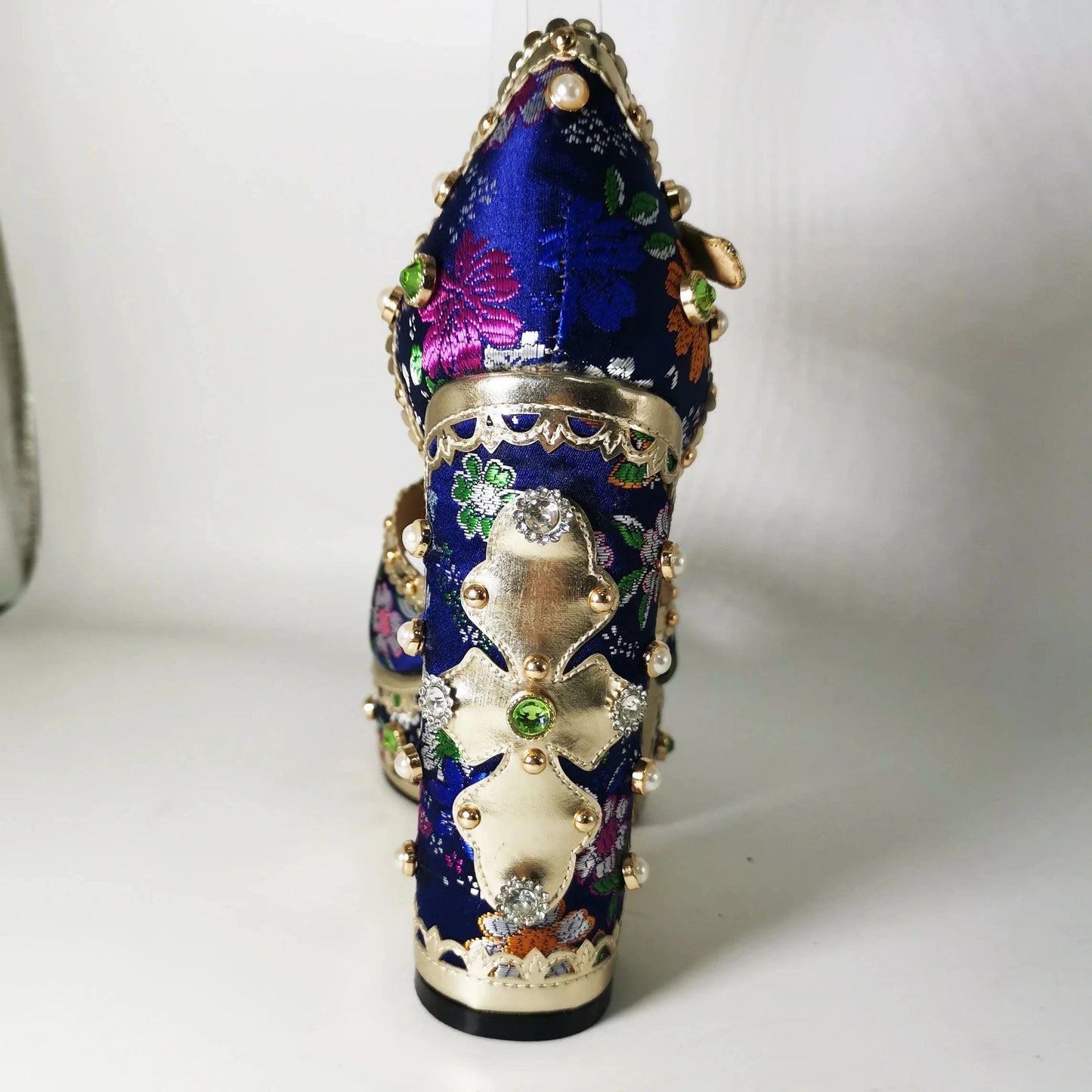 Ubililia Peep Toe Luxury Double Platform Heels for Women Fashion Design Ladies Shoes Ankle Strap Crystal Platform Chunky Sandals