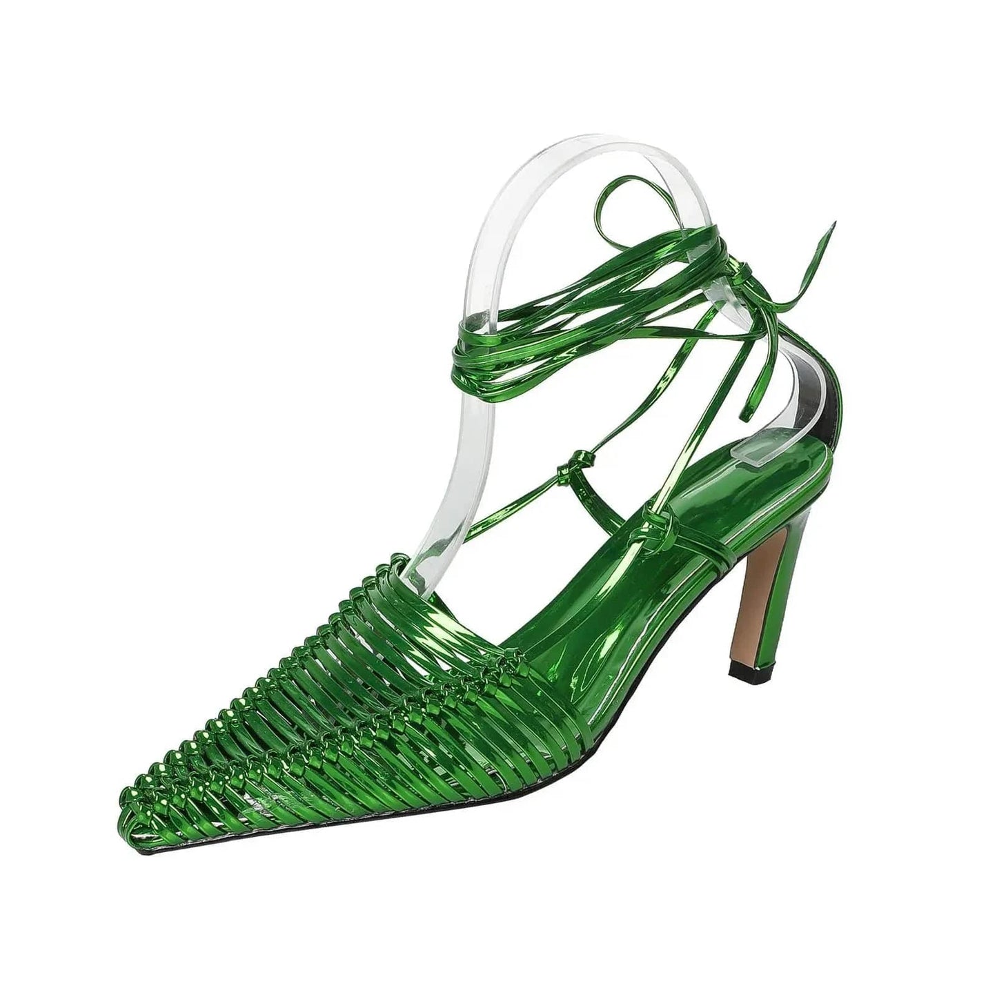 Ubililia Roman Style plait Lace Up Dress Sandals Women's Low Heels Knitting Cut braid Summer Custom weave strappy women Shoes