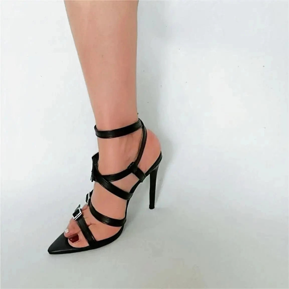 Ubililia Summer Designer black buckle ankle strap Stiletto heels Women sandals Pointed Toe Sexy Thin High Heels ladies sandals