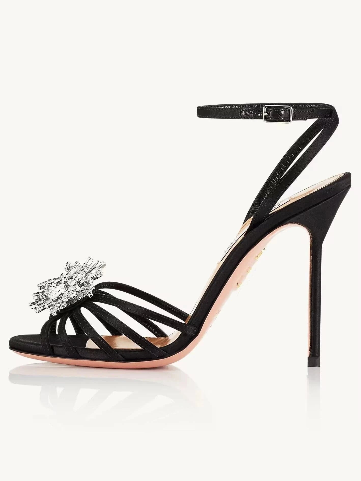 Ubililia Wholesale Custom Pointed round Toe crystal flower Stiletto high heels Women shoes Luxury Ankle Strap Sandals for summer