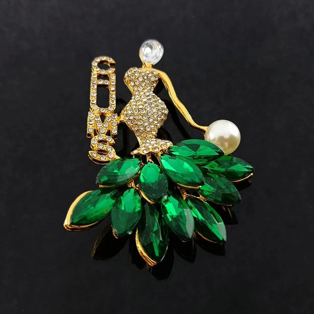 university society Girl Dress Gold Red Eta Phi Beta Lady Girl Red Rhinestone TLOD Dress Sorority Brooches Gamma Phi Delta