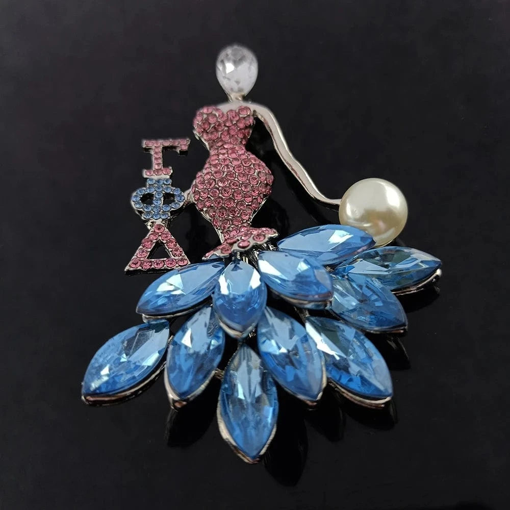 university society Girl Dress Gold Red Eta Phi Beta Lady Girl Red Rhinestone TLOD Dress Sorority Brooches Gamma Phi Delta