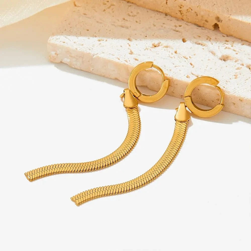 Unusual Earrings Trendy Jewelry Stainless Steel Snake Chain Long Tassel Drop Earrings