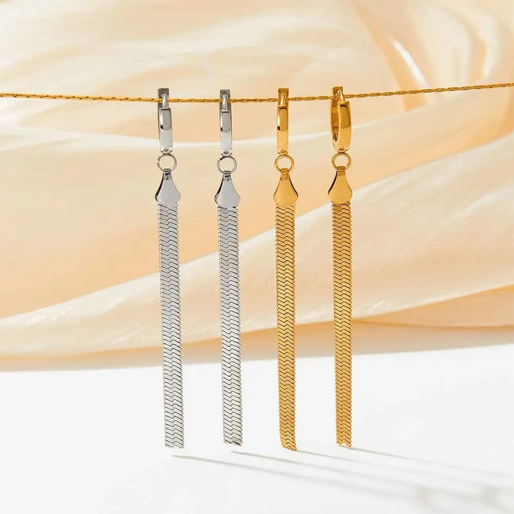 Unusual Earrings Trendy Jewelry Stainless Steel Snake Chain Long Tassel Drop Earrings