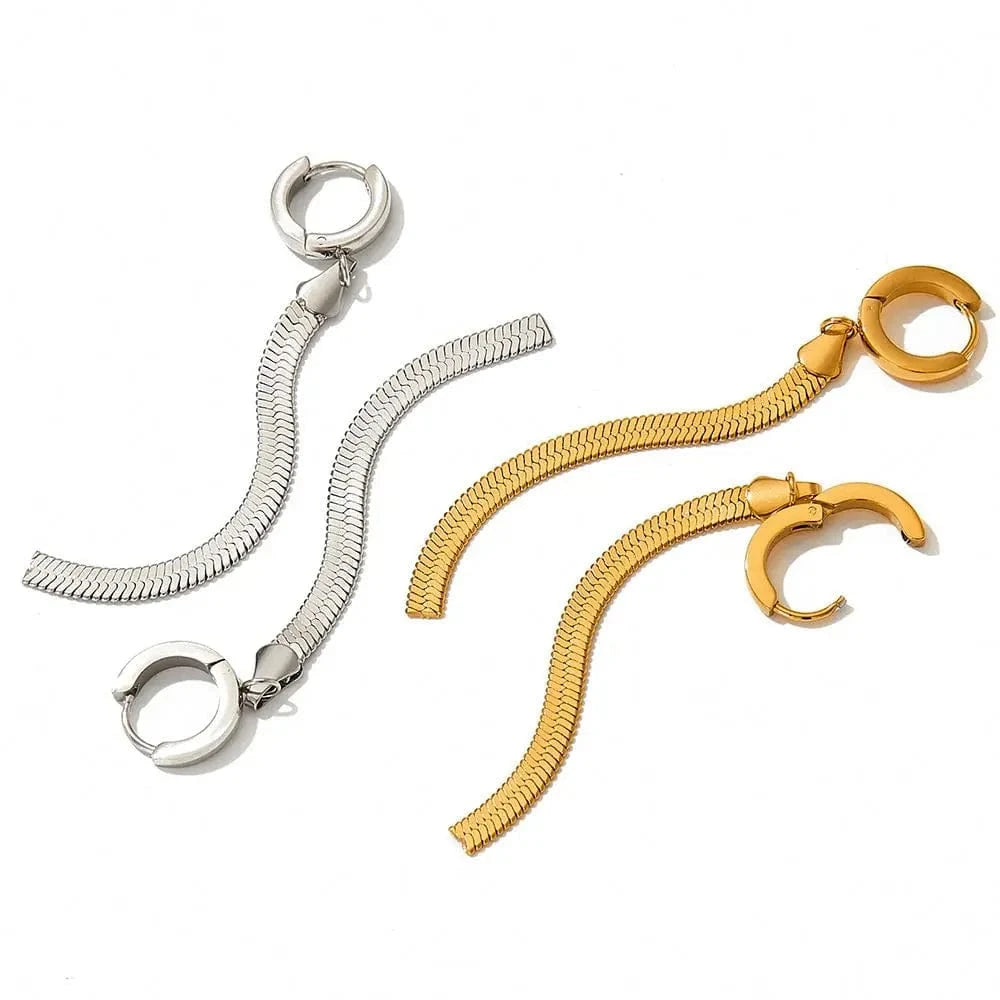 Unusual Earrings Trendy Jewelry Stainless Steel Snake Chain Long Tassel Drop Earrings
