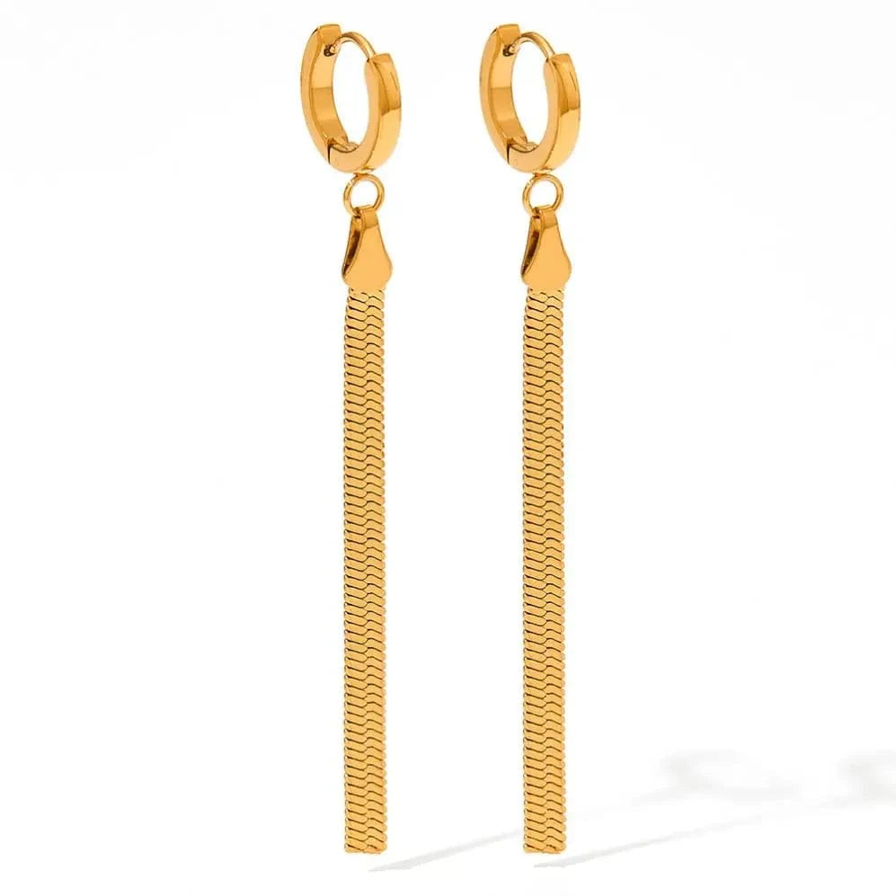 Unusual Earrings Trendy Jewelry Stainless Steel Snake Chain Long Tassel Drop Earrings