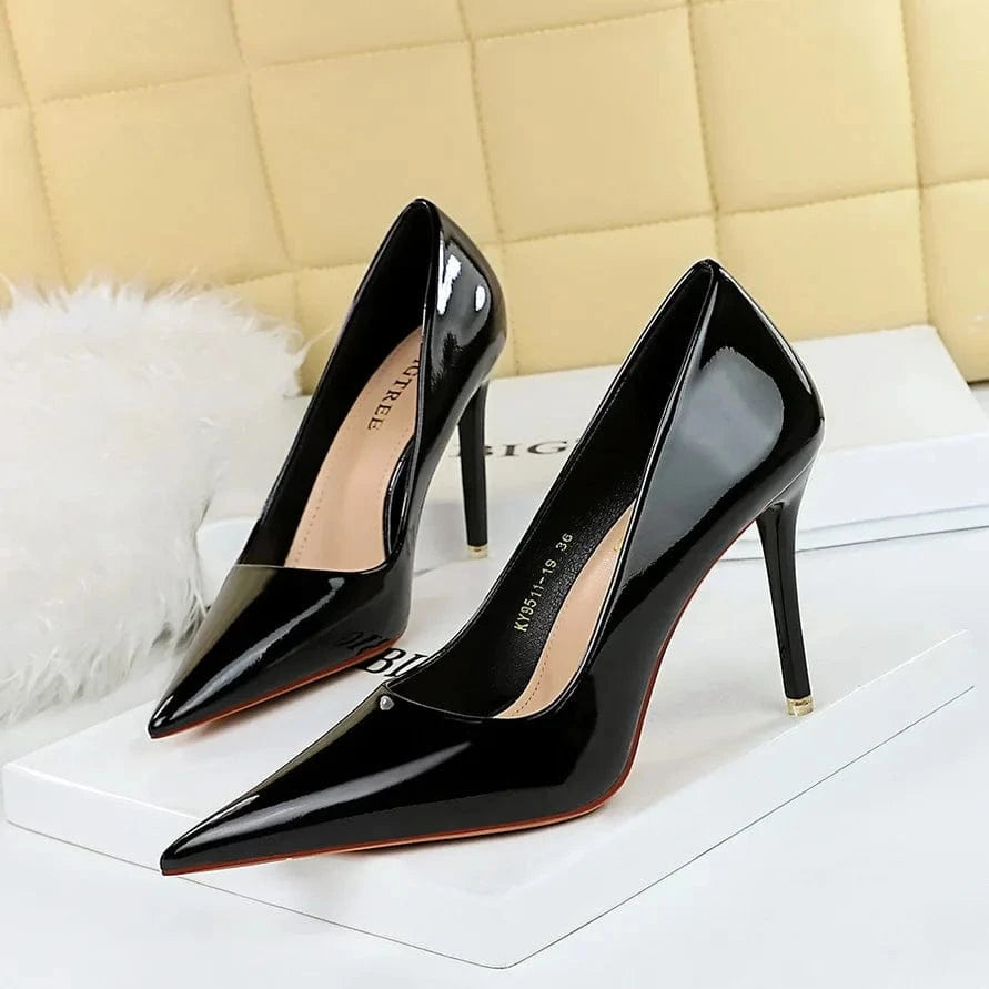 US10.5=EUR43 / Black 2023 new arrival women leather shoe wholesale women pumps shoes pointed toe ladies pumps sexy elegant heels for ladies