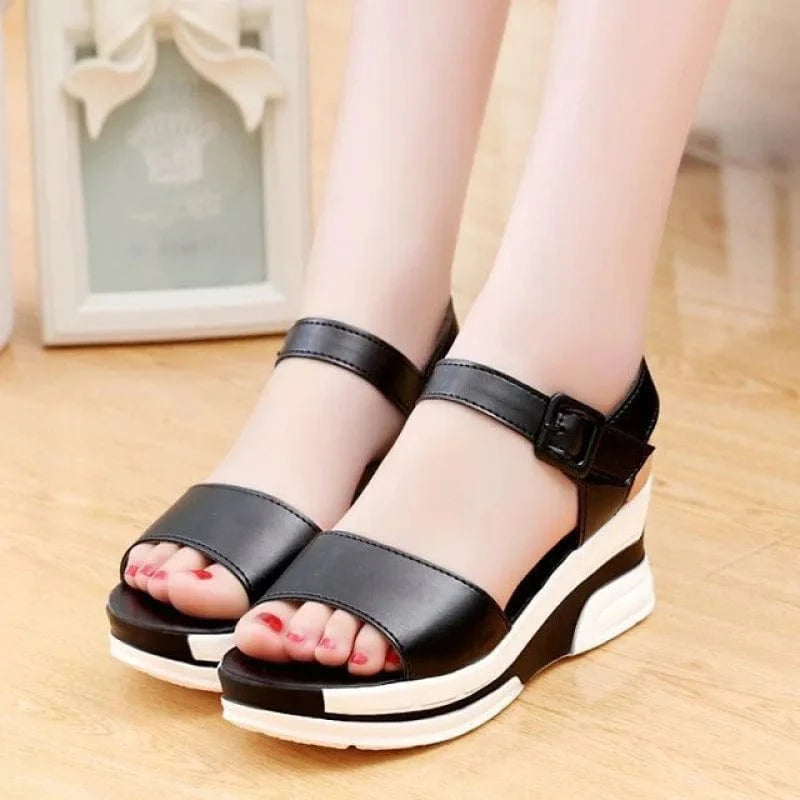 US5/Eur35 / Black 2023 Wholesale Heel Sandals Shoes Big Size Luxury Women Platform Sandals Slip On Ladies Party Shoes