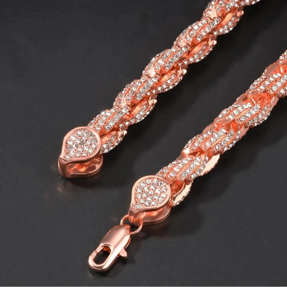 UWIN Fashion 9mm Rose Gold Bracelet 7Inch /8Inch Crystal Rope Chain Bracelet Jewelry Unisex Gifts Wholesale