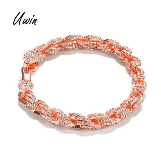 UWIN Fashion 9mm Rose Gold Bracelet 7Inch /8Inch Crystal Rope Chain Bracelet Jewelry Unisex Gifts Wholesale