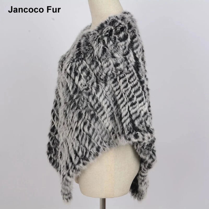 Various Colors Fur Poncho Stretchy Soft Knitted  Rex Rabbit Fur Shawls for Lady