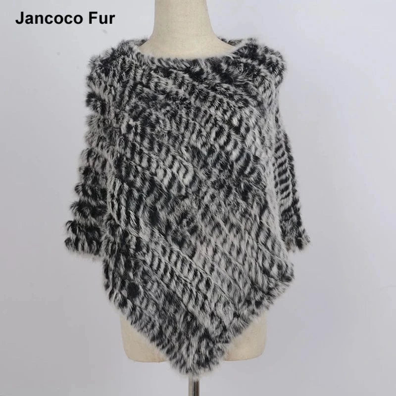 Various Colors Fur Poncho Stretchy Soft Knitted  Rex Rabbit Fur Shawls for Lady
