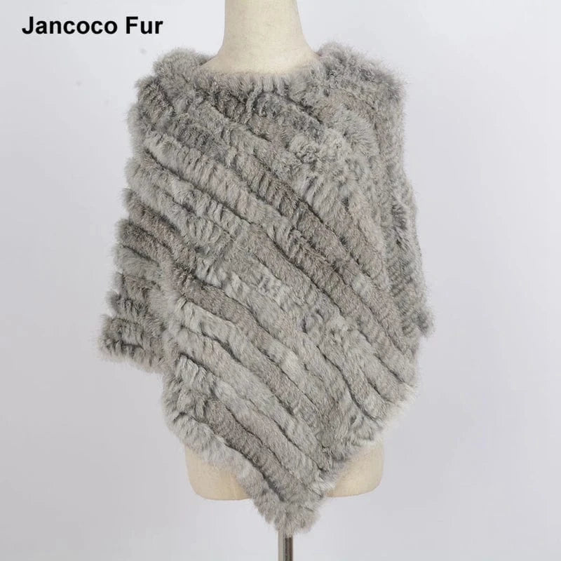 Various Colors Fur Poncho Stretchy Soft Knitted  Rex Rabbit Fur Shawls for Lady