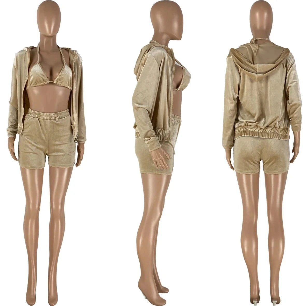 Velvet Shorts Pant Set Long Sleeve Women Jogging Suit Set Clothing Winter Fleece Women Hoodie Winter Jogger Sets Women