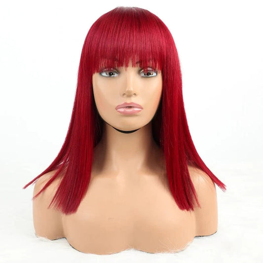 Verified Hair Supplier 99j Color 12aPeruvian Double Drawn Funmi Hair No Lace Full Head Wig Pure Human Hair Short Bob with Fringe