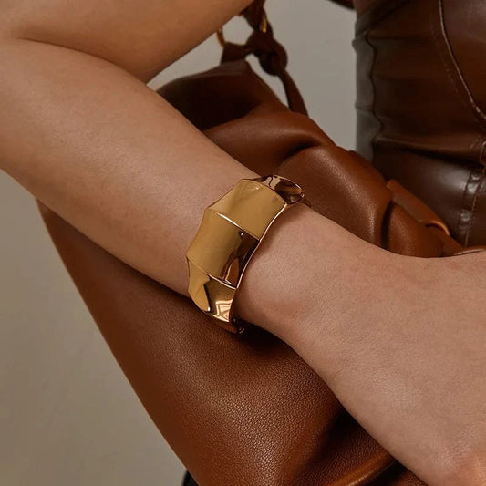 Versatile Fashion And Glossy Trend Bamboo Bracelet Personalized  Ring Bracelet   Minimalist Design Irregular Bracelet