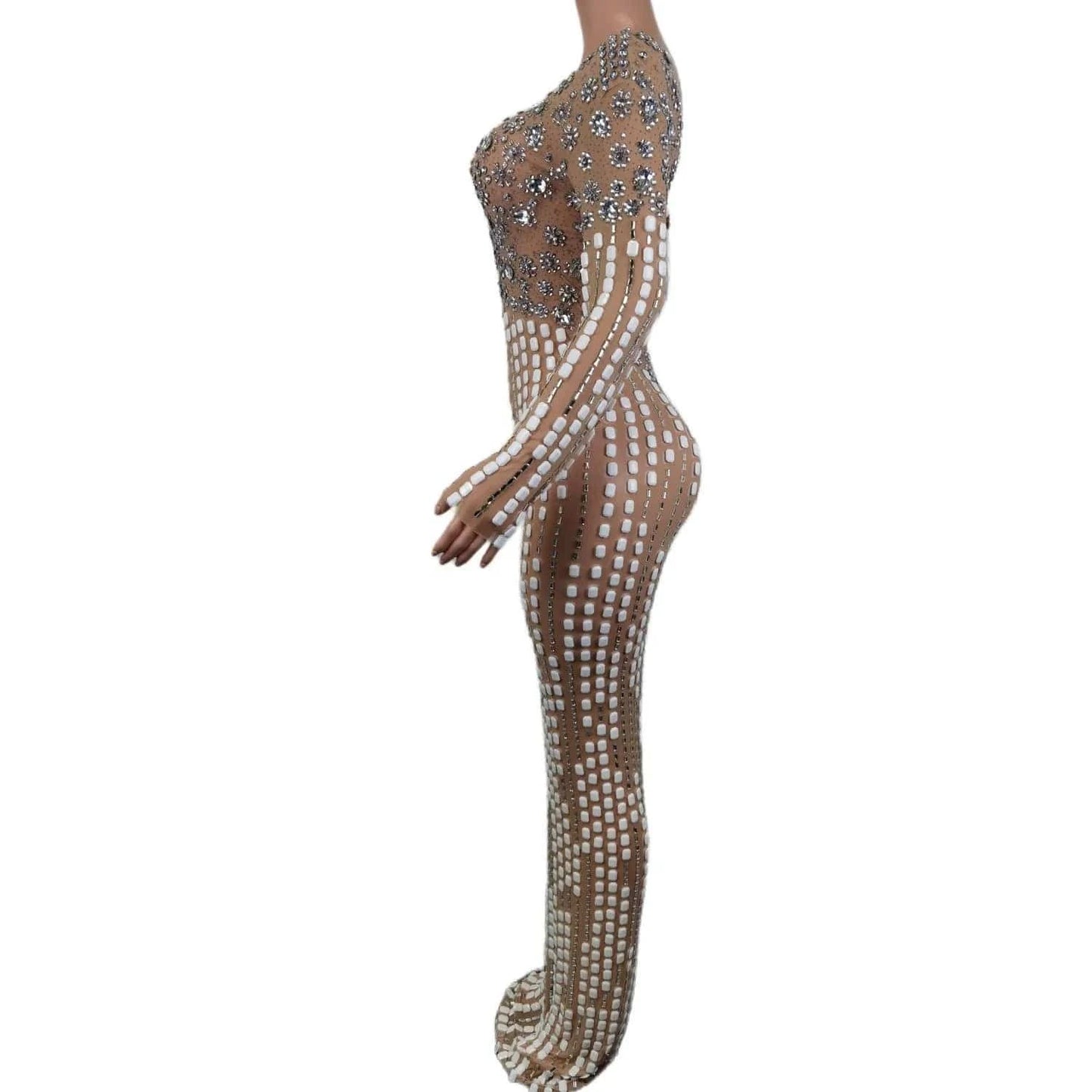 Vestido Prom Gown Beading Diamond Banquet Cocktail Long Dress Ladies Club Outfits Women Dinner Sheath Dress Sexy Party Dress