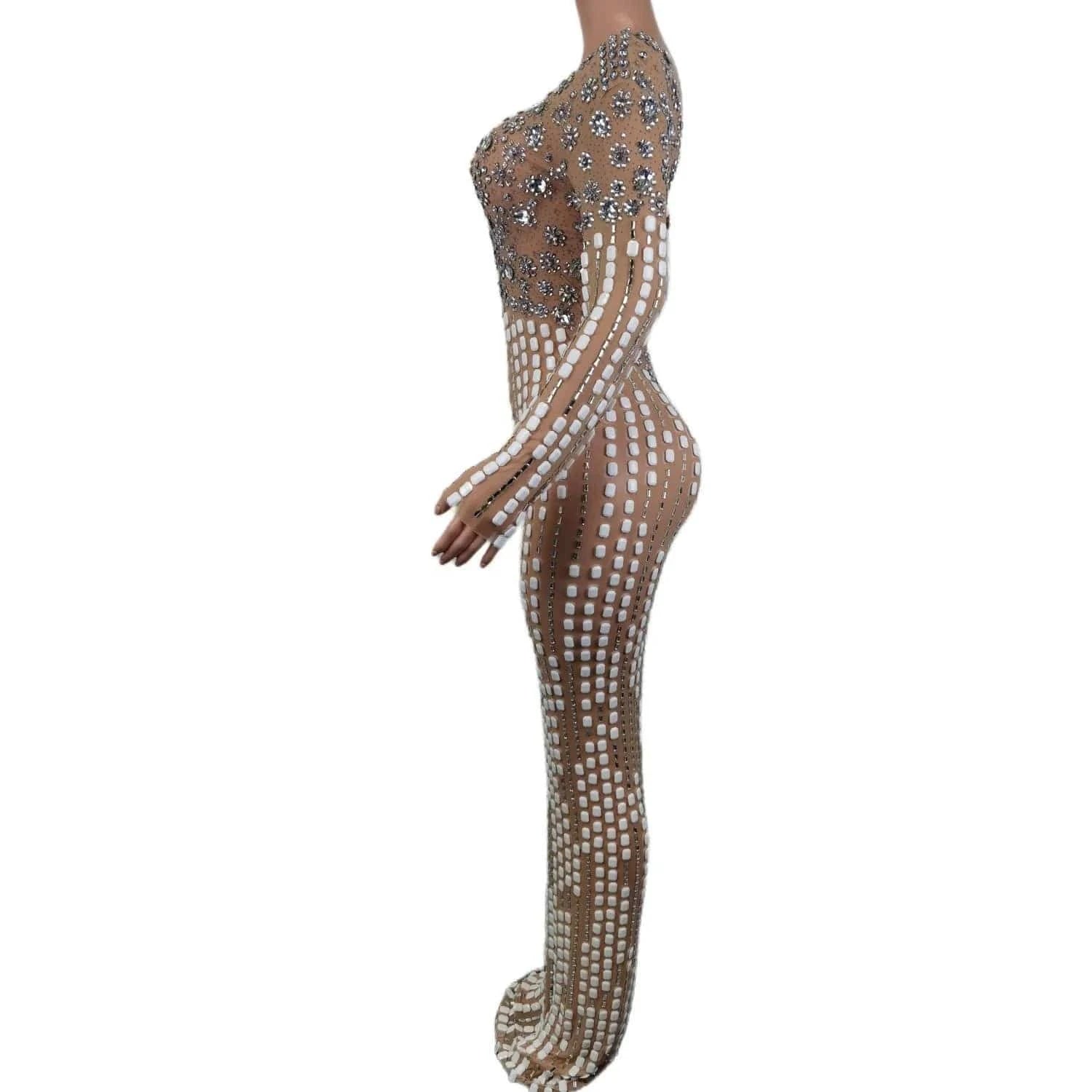 Vestido Prom Gown Beading Diamond Banquet Cocktail Long Dress Ladies Club Outfits Women Dinner Sheath Dress Sexy Party Dress