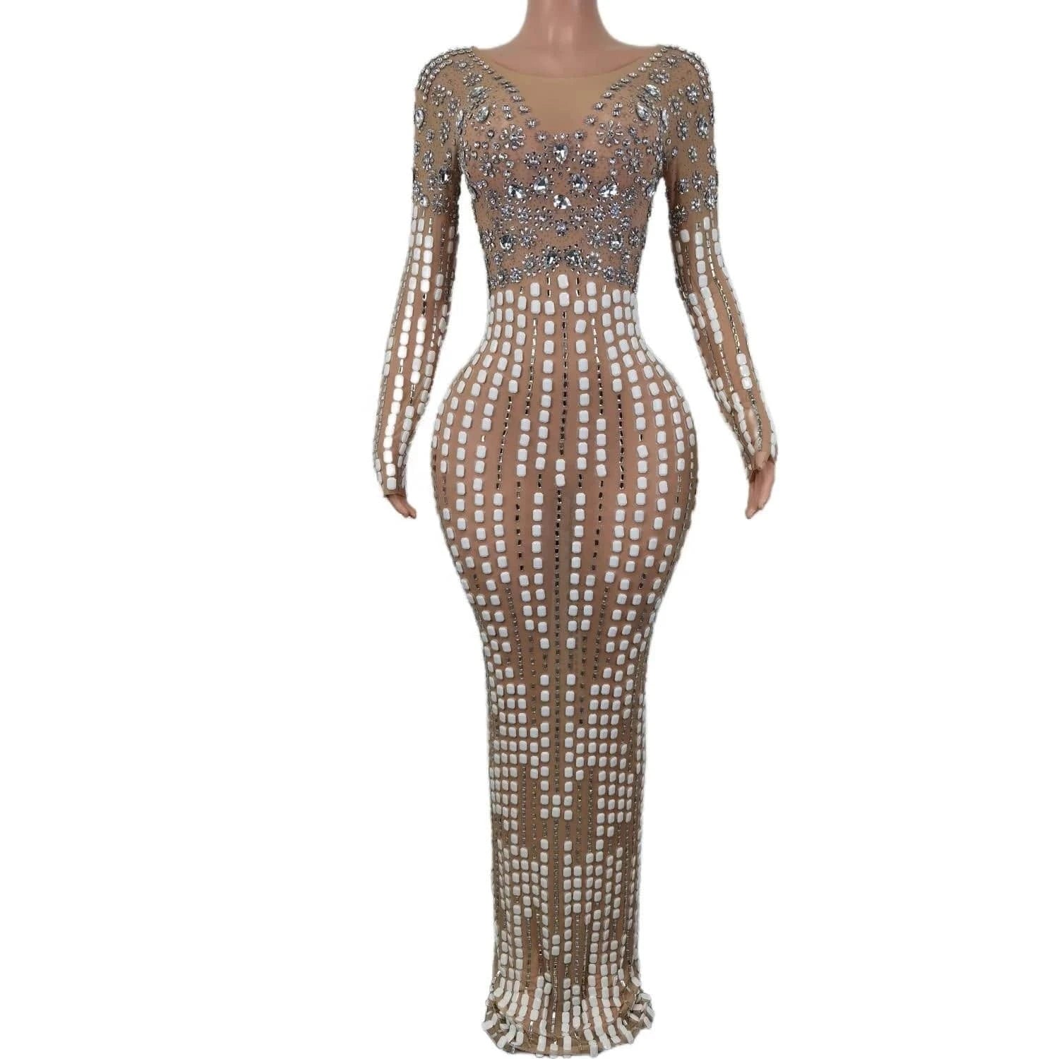 Vestido Prom Gown Beading Diamond Banquet Cocktail Long Dress Ladies Club Outfits Women Dinner Sheath Dress Sexy Party Dress