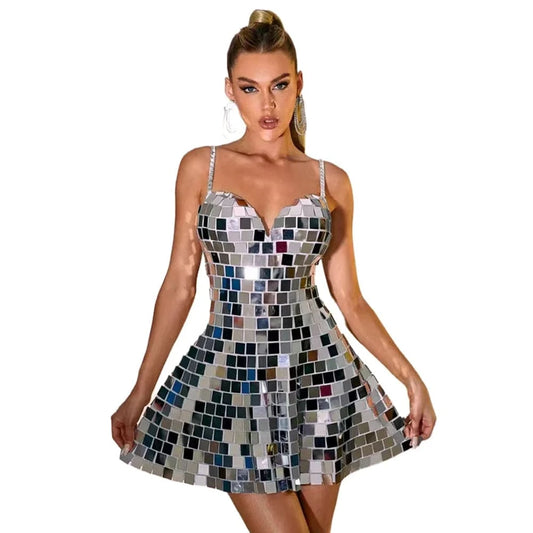 Vestido Sexy Spaghetti Slip Sequins Birthday Party A Line Dress Ladies Cocktail Night Club Dress Women Dinner Evening Dresses