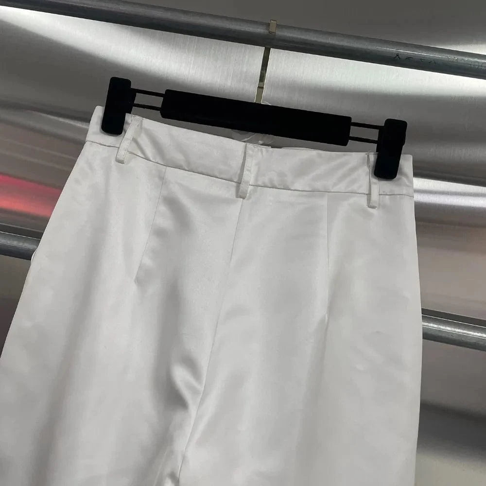 VGH Casual Printed Two Piece Set Fot Women O Neck Short Sleeve Top High Waist Slimming Flare Trousers Fashionable Suit Female