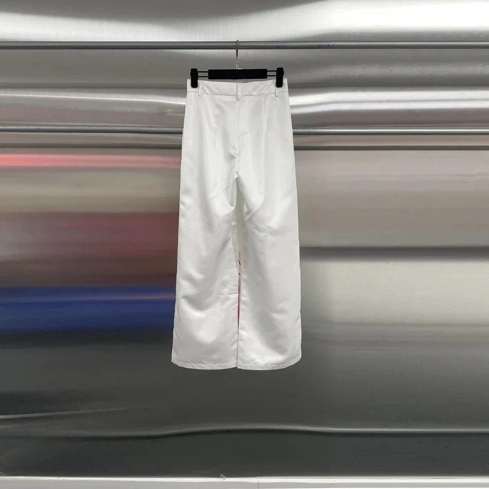 VGH Casual Printed Two Piece Set Fot Women O Neck Short Sleeve Top High Waist Slimming Flare Trousers Fashionable Suit Female