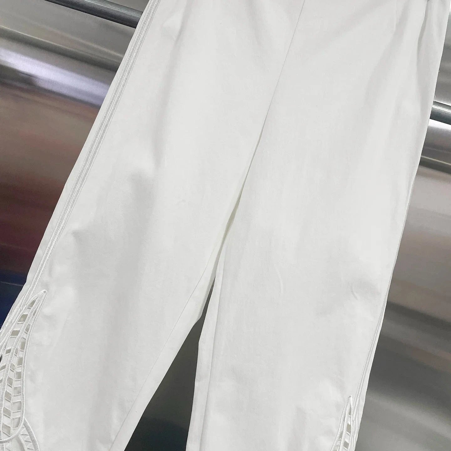 VGH Casual Two Piece Sets for Women O Neck Sleeveless Vest Hollow Out High Wasit Holiday Style Wide Leg Trousers Suit Female New