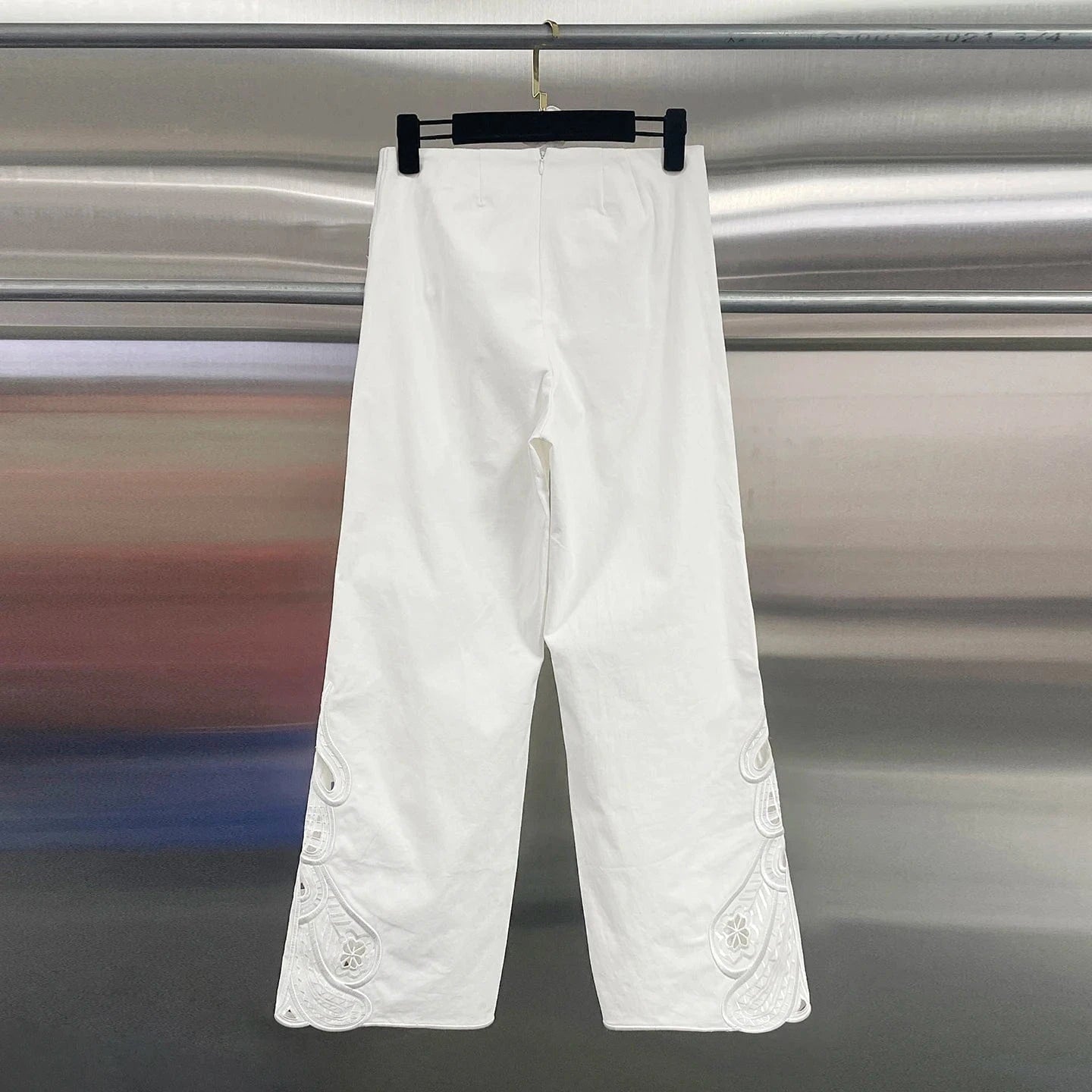 VGH Casual Two Piece Sets for Women O Neck Sleeveless Vest Hollow Out High Wasit Holiday Style Wide Leg Trousers Suit Female New