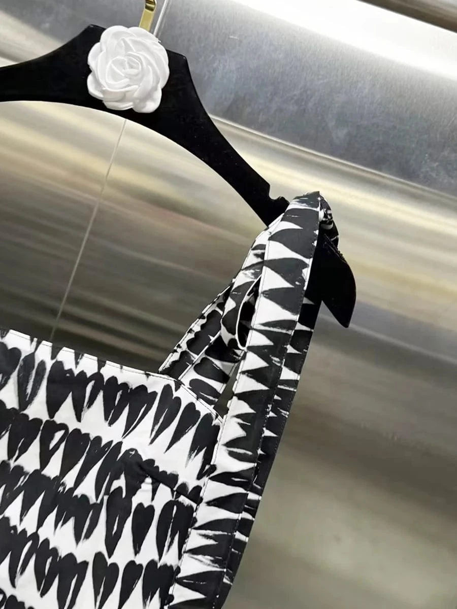 VGH Colorblock Printing Two Piece Set for Women Square Collar Sleeveless Top High Waist Slim A Line Maxi Skirts Sexy Sets Female