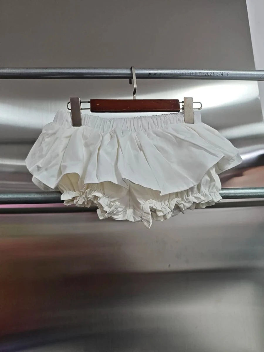 VGH Hotsweet Flower Bud Skirt for Women Spliced Elastic Pleated Slimming Solid Summer Fashion Short Skirts Female Clothing New