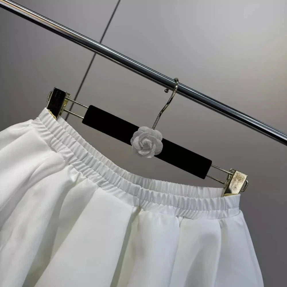 VGH Hotsweet Flower Bud Skirt for Women Spliced Elastic Pleated Slimming Solid Summer Fashion Short Skirts Female Clothing New