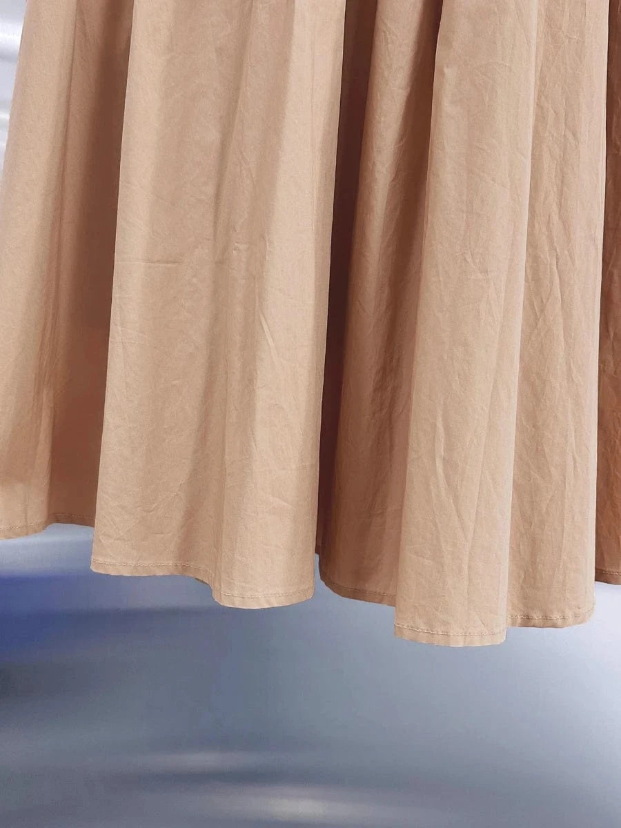 VGH Solid Embroidery Design Two Piece Sets for Women Lapel Sleeveless Top High Wasit Spliced Hollow Out A Line Skirt Suit Female