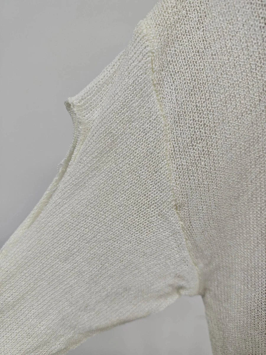 VGH Streetwear Spliced Hollow Out Summer Knitwear for Women Round Neck Long Sleeve Patchwork Asymmetrical Designer Tees Female