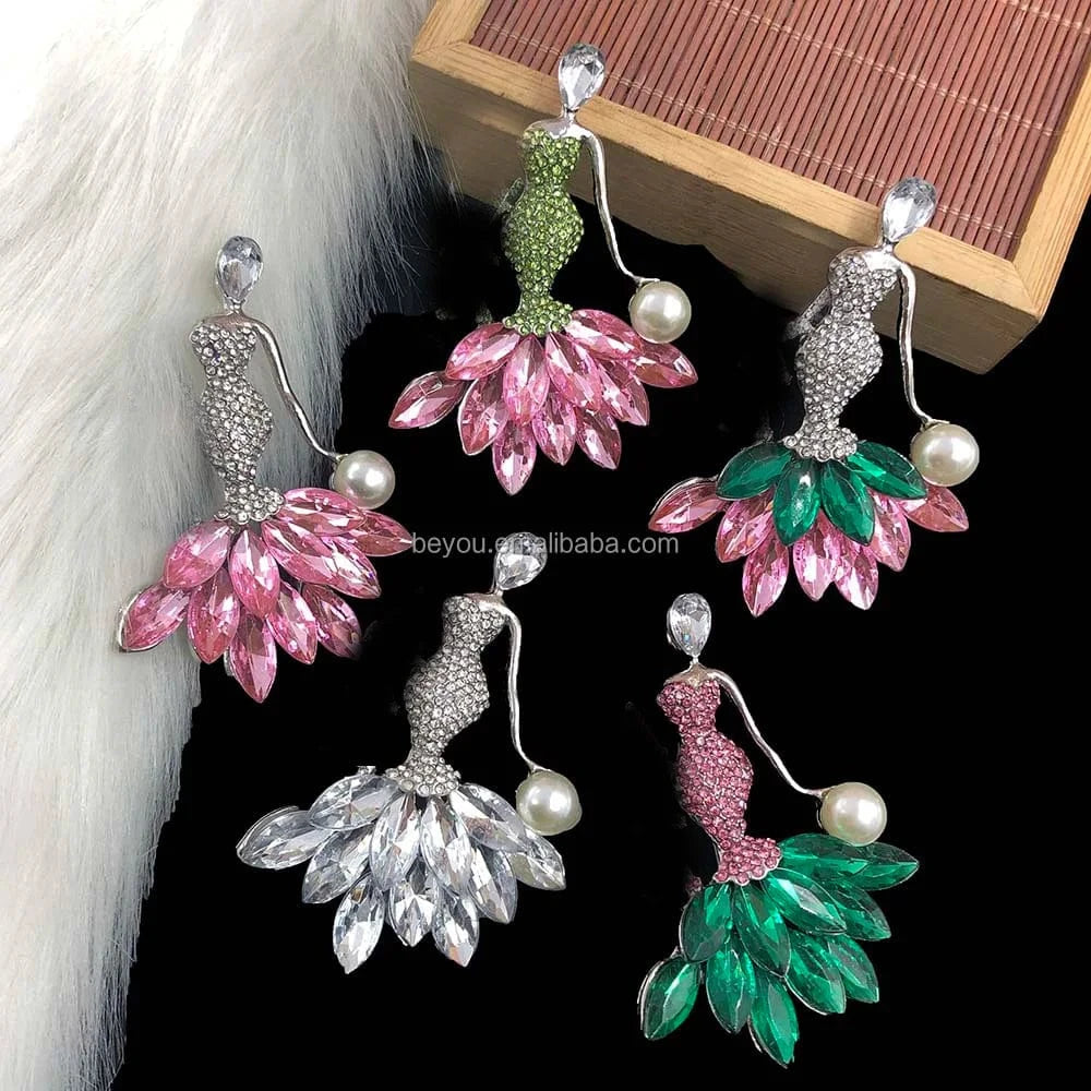 vintage / 16inches / chocker Pink Green Luxury Rhinestone Sweet Cool Tassel Iced Out Crystal Necklace Adjustable Collar Chain Women's Fashion Jewelry