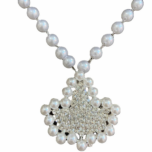vintage / 20inches / 45cm Pearl Chain Alpha Kappa A Necklace Sorority Paraphernalia Gift Rhinestone Brooch Sparkling Faux Pearl Brooch Pin Jewelry