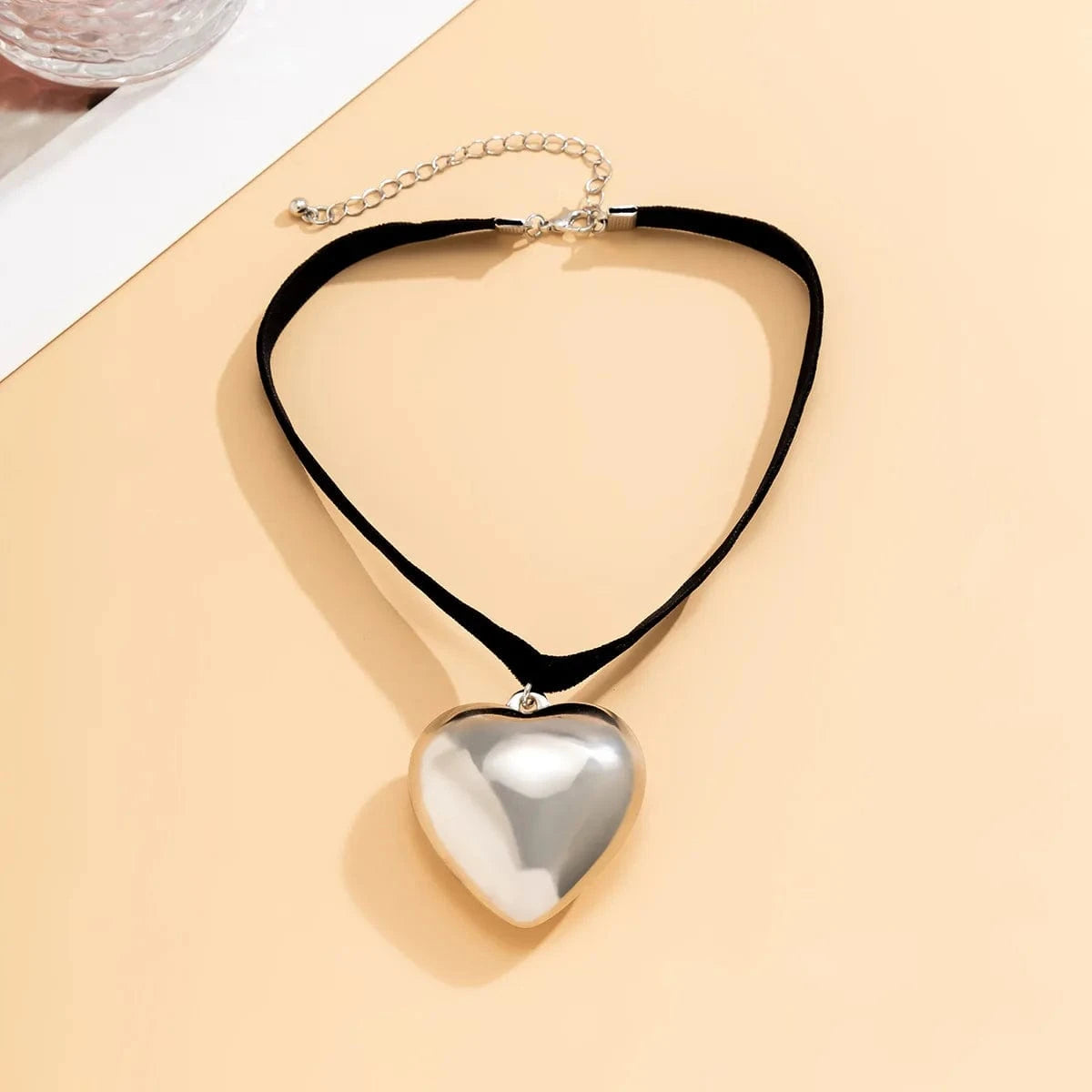 vintage / C3 Fashion Statement Double Layer Black Crystal Chain 3D Heart Pendant Necklace For Women Girls