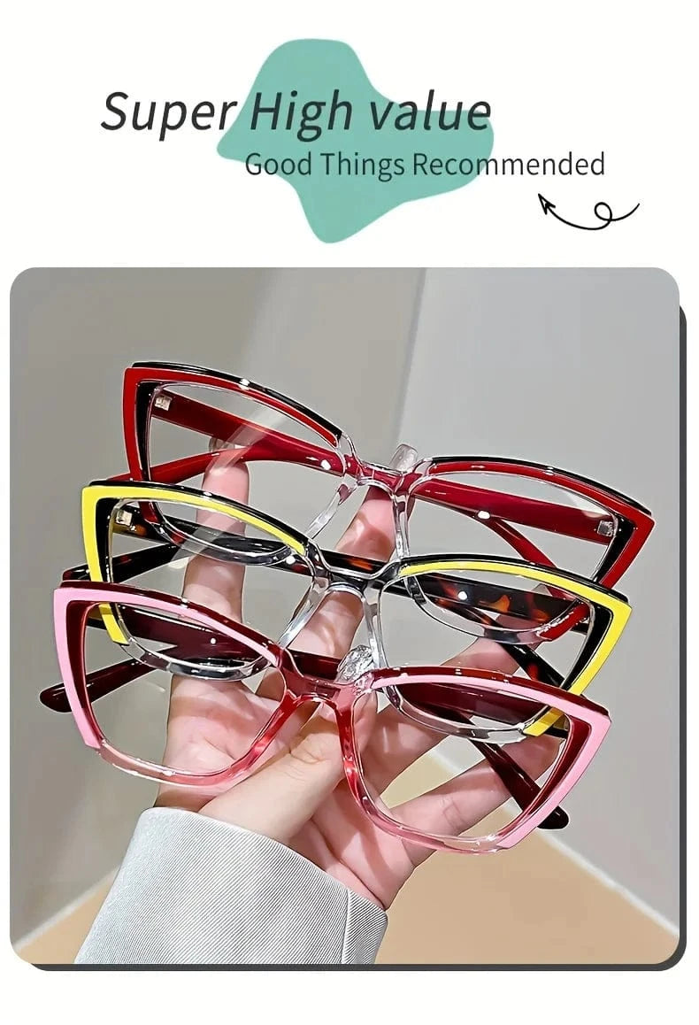 Vintage Cat-Eye Full Rim Reading Glasses Non-Prescription, PC Frame & Lens, Elegant Design, Range  1.0 to  4.0