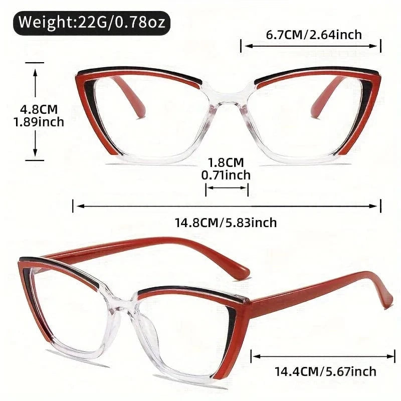 Vintage Cat-Eye Full Rim Reading Glasses Non-Prescription, PC Frame & Lens, Elegant Design, Range  1.0 to  4.0